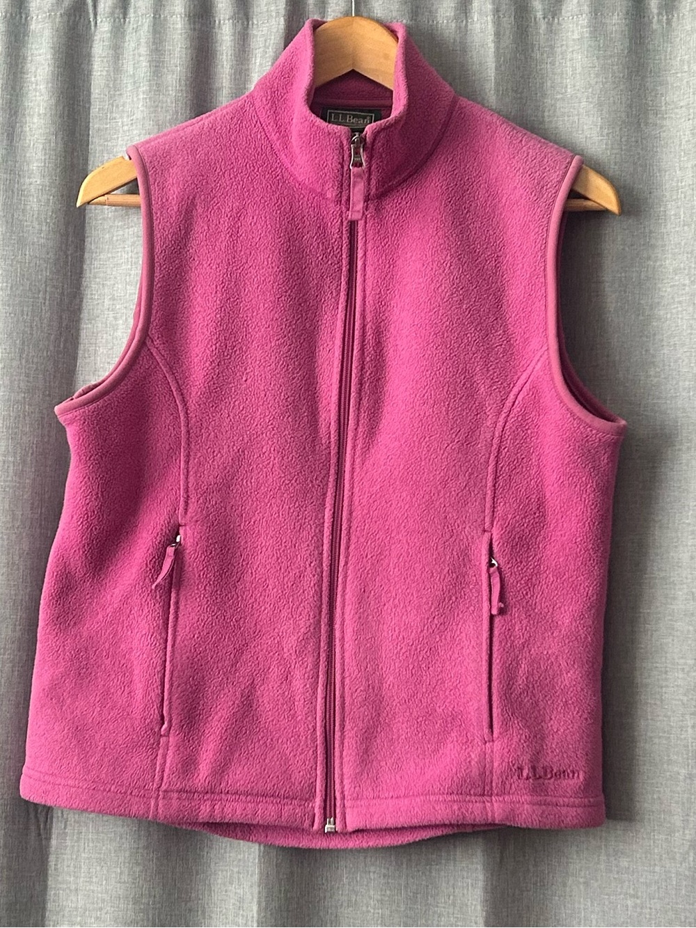 L.L. Bean Bright Pink Fleece Zip Vest